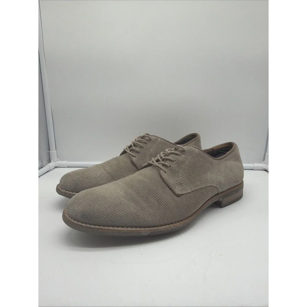 Saks 5th Avenue “Blue” Men’s Taupe Suede Textured Leather Shoes Size 9 1/2 M